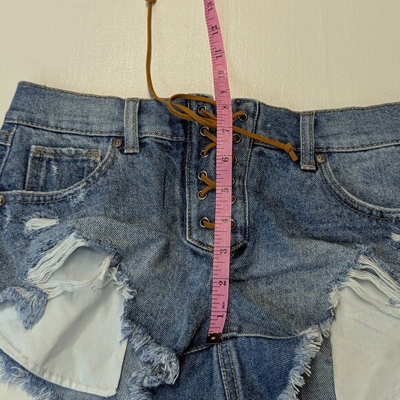 Sincerely Jules Size 1/25 Lace-up Blue Jean Shorts - Picture 8 of 10